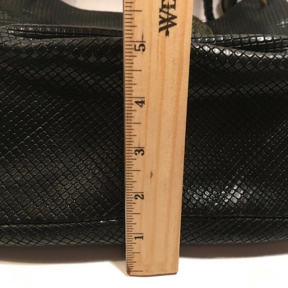 Sondra Roberts Black Faux Leather Patterned Hobo - Picture 6 of 8